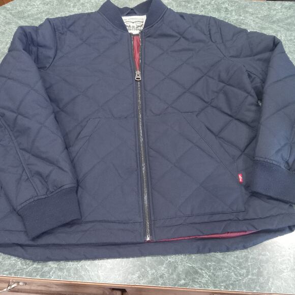 Levi's Jacket Mens LG Diamond Quilted Lightweight Navy Barn Trucker Work Jacket - Picture 1 of 14